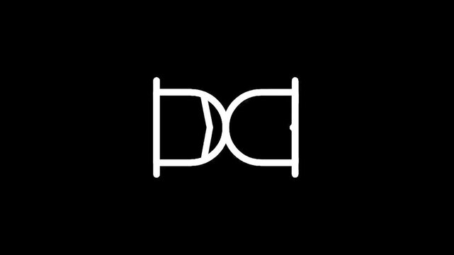 White DC logo on black background