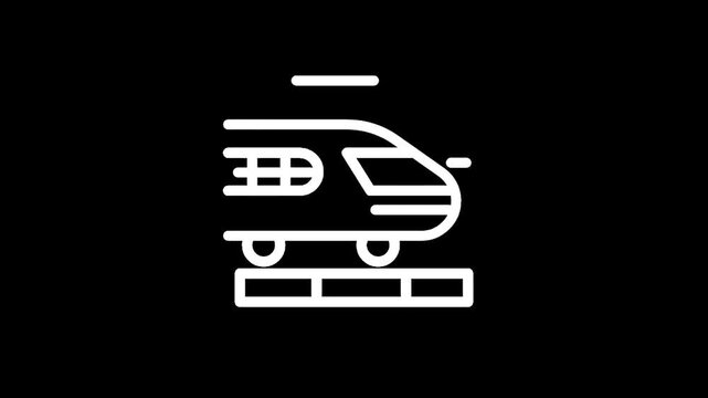 White train icon on black background