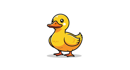 Cartoon yellow duck standing on a white background illustration.