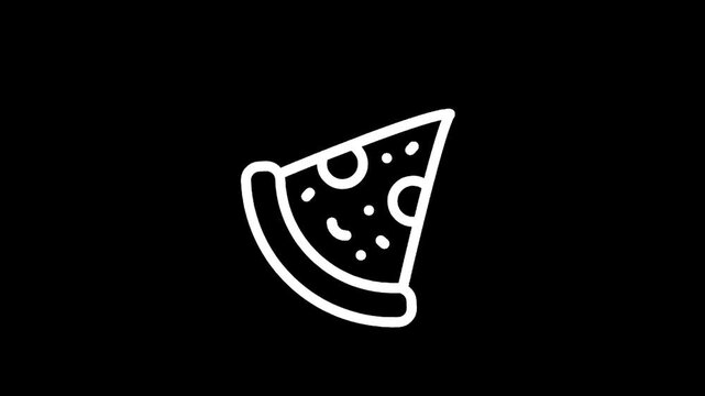 Pizza slice icon on black background