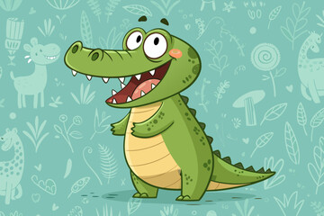 Cartoon Crocodile Smiling Bold Playful Professional Photo Suitable for Design