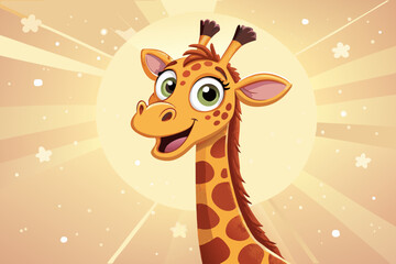 Depicting Cartoon Giraffe With Glowing Bold Fun Dynamic Premium Digital Asset