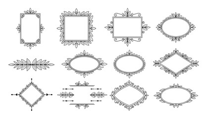 Vector art of collection of decorative vintage frames and borders 