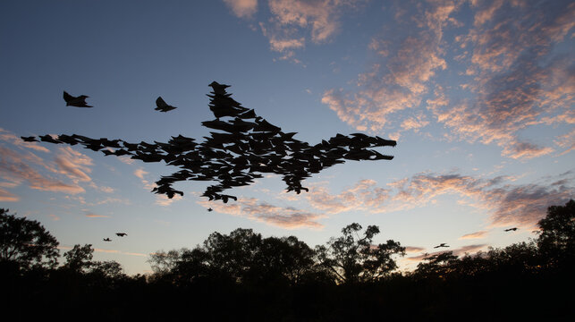 rearranged. Fossilized bone fragments suspended as glowing puzzle pieces forming an unknown dinosaur silhouette. wildlife magazines.