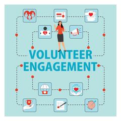 Volunteer Engagement concept. A Community Centered of Help, Hope, and Impact.