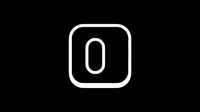White number zero on a black background