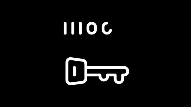 Digital security key icon on a black background.