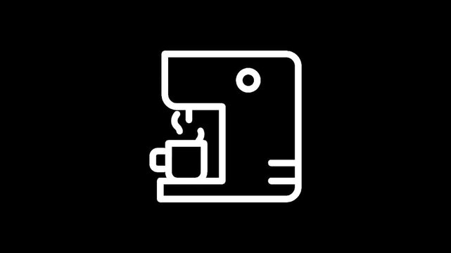 Coffee machine icon on a black background