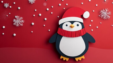 Festive holiday penguin silhouette crafted from paper for winter decorations and seasonal crafts