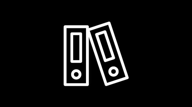 Two white binders icon on a black background