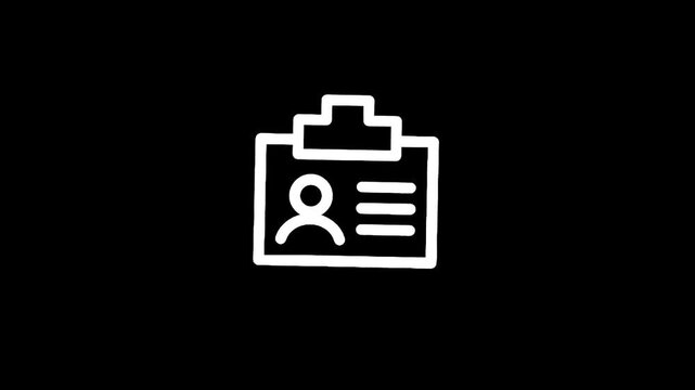 ID badge icon on a black background