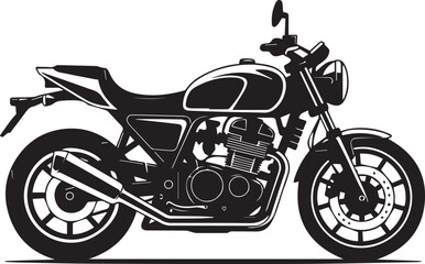 Naklejka premium Motorcycle black and white silhouette vector illustration flat design