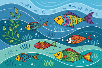 Beautiful Fish Swimming Waves Bold Professional Photo