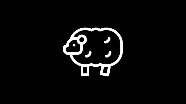 White sheep icon on a black background