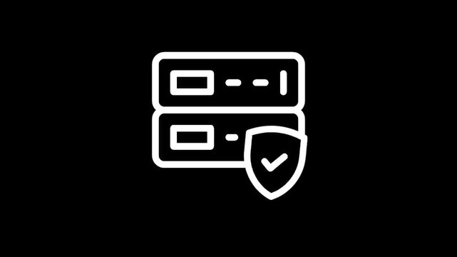 Secure server icon on black background