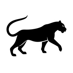 Obraz premium Sleek black panther strides forward with power, a symbol of grace and strength, perfect for wildlife projects, branding, and design elements needing impact