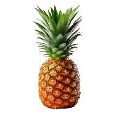 Fototapeta premium a pineapple with a green stem isolated on white and transparent background.