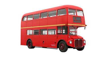 Classic red doubledecker bus isolated on transparent background, iconic symbol of london transport