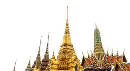 Ornate golden temple structures with transparent background