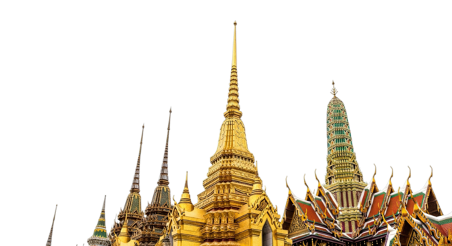 Ornate golden temple structures with transparent background