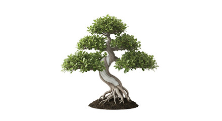 Elegant Bonsai Tree Isolated on Black Transparent Background