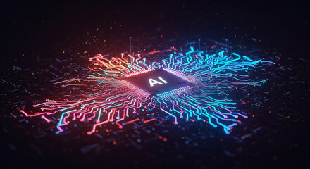 Futuristic AI Algorithm Creating Digital Artwork