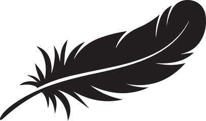 Obraz premium Black and white feather silhouette vector illustration flat design art