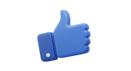 Blue 3D Thumbs Up Like Icon Social Media Approval Symbol