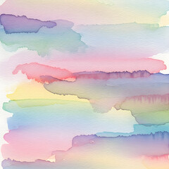 Watercolor painting with pastel colors in horizontal brushstrokes.