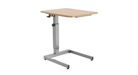 Modern Adjustable Height Table Light Wood Top Metal Base