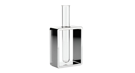 Minimalist transparent glass tube in shiny metal frame