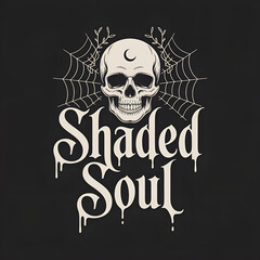 Dark gothic skull typography illustration with shaded soul lettering on black background
