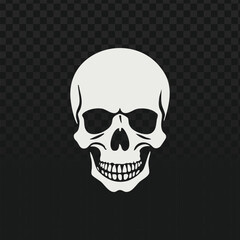 High-contrast skull illustration with a clean, bold style. Perfect for Halloween, medical diagrams, anatomy projects, tattoos, edgy designs, or rebellious themes in digital and print graphics.