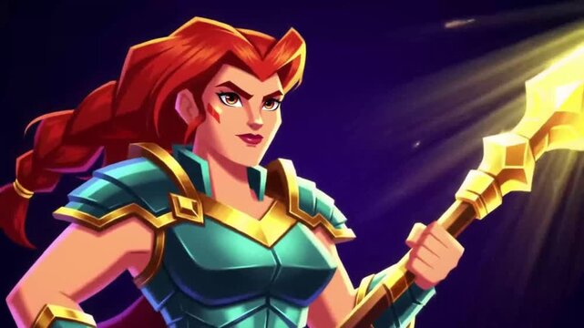 Female warrior holding spear