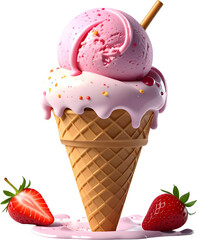 Ice Cream 3D PNG Transparent Background (Isolated on White Background)