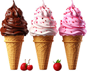 Ice Cream 3D PNG Transparent Background (Isolated on White Background)