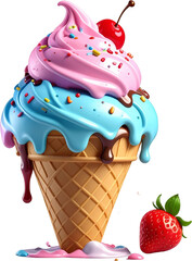 Ice Cream 3D PNG Transparent Background (Isolated on White Background)