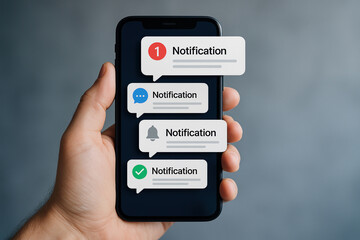 Smartphone screen showing multiple notifications in different styles and icons, representing real-time alerts