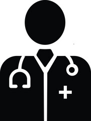 Healthcare professional silhouette vector icon for medical nursing and hospital illustration