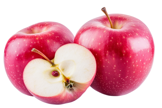 Glossy Apple with Bite Cut Isolated on Transparent Background