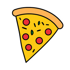 A single slice of pizza with pepperoni and herbs, showcasing its deliciousness