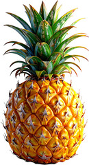 Pineapple 3D PNG Transparent Background (Isolated on White Background)