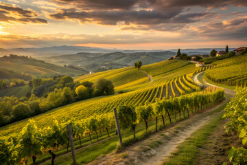 Obraz premium vineyard at sunset