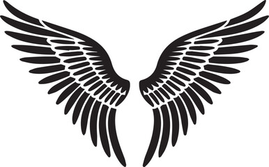 Obraz premium Angel Wings silhouette vector, black and white silhouette vector illustration