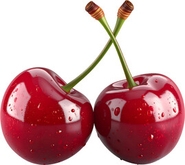 Cherry 3D PNG Transparent Background (Isolated on White Background)