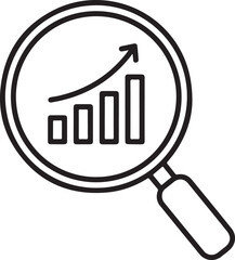 Magnifying glass over growth chart inspiring business success and financial analysis