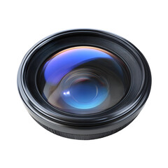 Camera Lens Front Element, glossy optical glass with precision detail, white isolated background