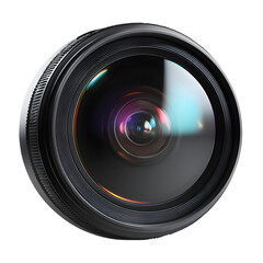 Camera Lens Front Element, glossy optical glass with precision detail, white isolated background