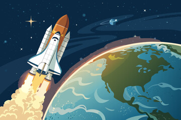 Obraz premium Space Shuttle Glowing Orbit Bold Explo Premium Digital Asset Suitable for Design