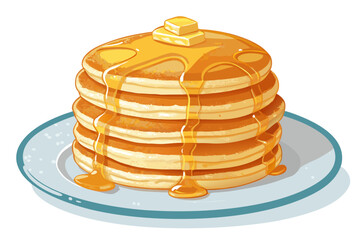 Vibrant Stack Pancakes With Glowing Syrup Bold Breakf Premium Digital Asset